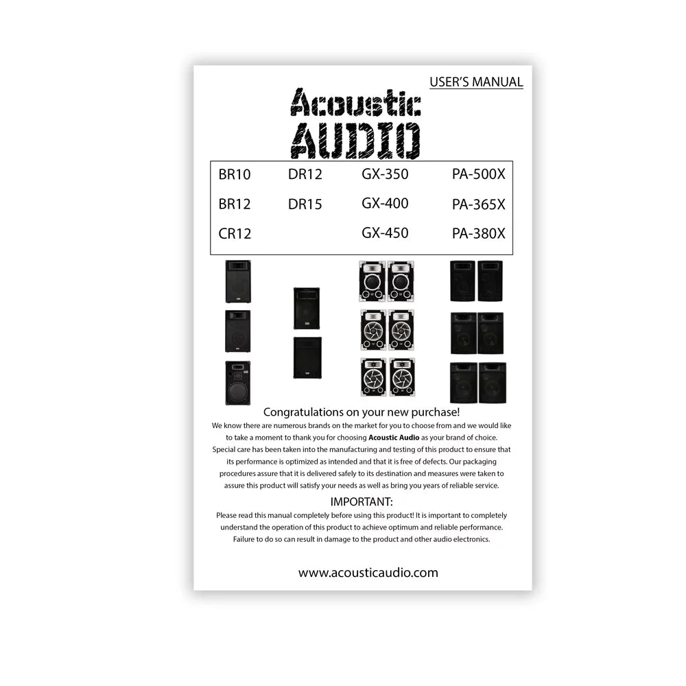 Acoustic Audio  Passive 12"  Speaker 3-Way  Karaoke Band Home Monitor