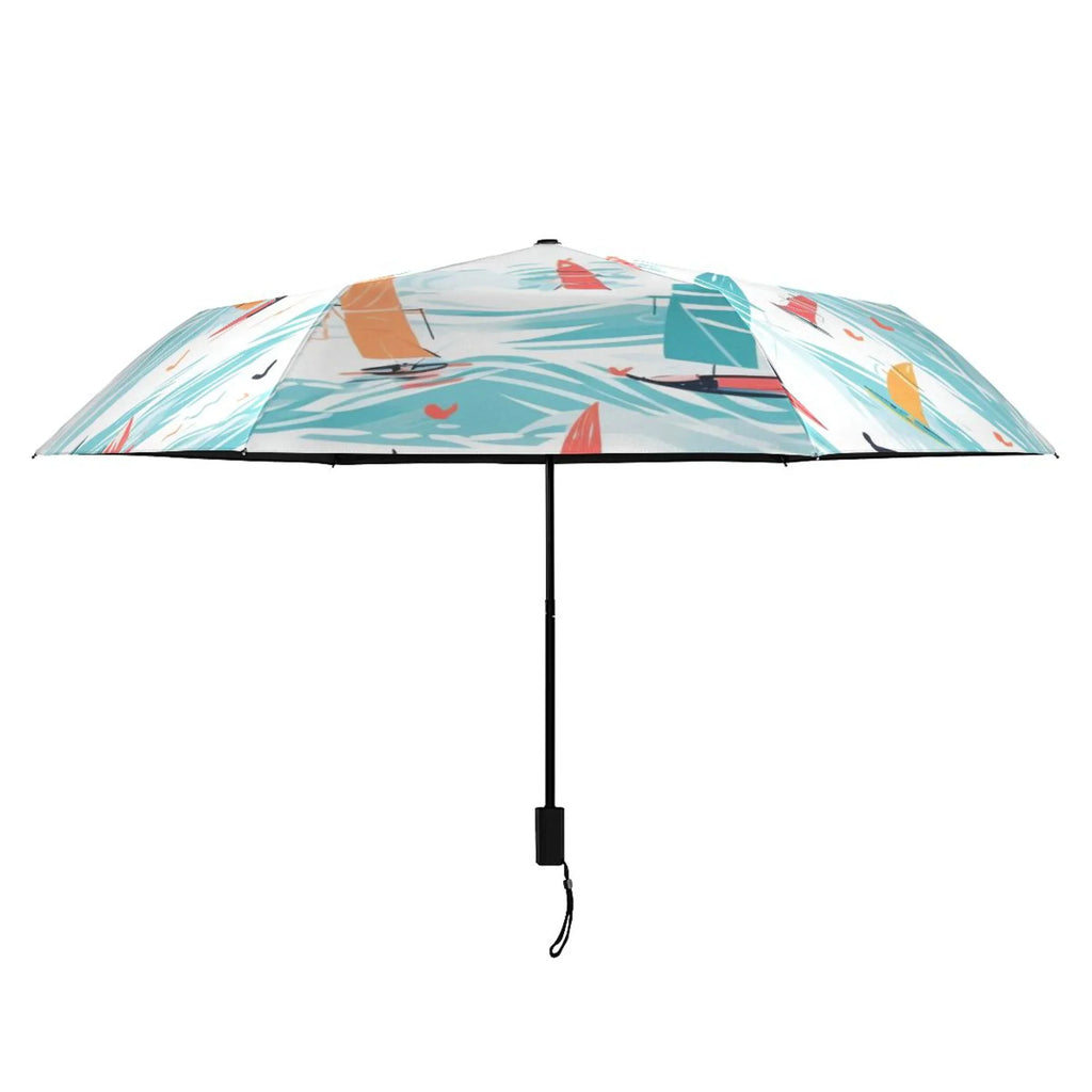Sailvessel on Sea Compact Folding Umbrella for Rain Windproof Travel Umbrella  50+ Lightweight Packable Arc Size