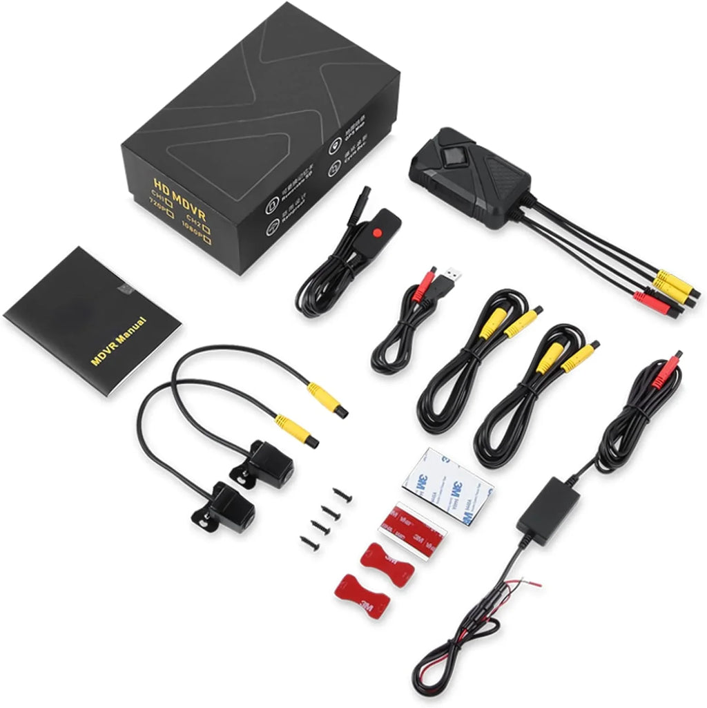 Motorcycle Camera with Recording Function Dash Cam Front and Rear 1MP  (720P)  Camera 120° Wide Angle Motorcycle Accessories 1080P+720P Video Recording (Only Support 1 Channel 1080P)