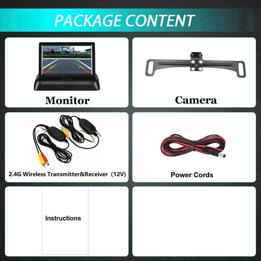Wireless Car Portable Backup Camera Rear View  Parking System Night Vision+ 4.3 Monitor