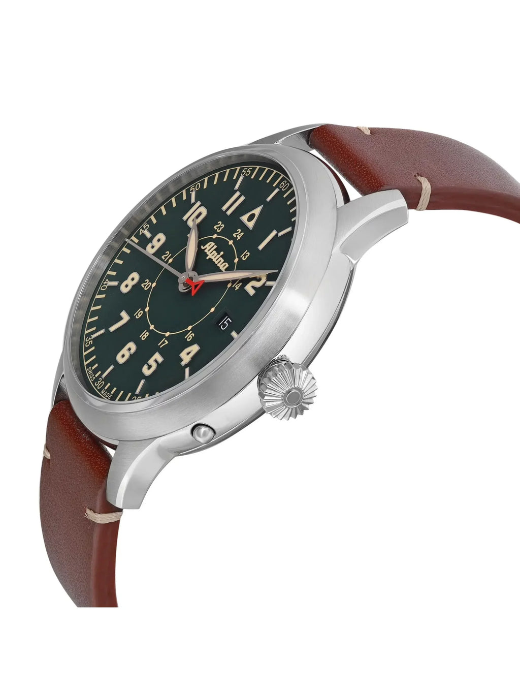 Alpina Pilot Heritage Startimer 44mm Steel Green Dial Mens Watch -525KBG4SH6