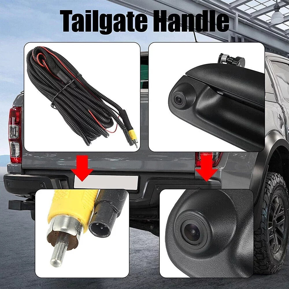 Rear View Backup Camera Kit w/ Wiring & Tailgate Handle For 97-07 Ford