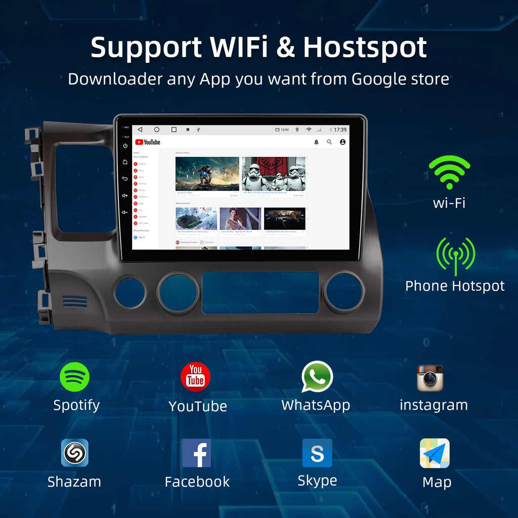 10.1 inches Android 10 Double Din Car Stereo for Honda Civic 2006-2011  Touchscreen Screen Car Radio with Carplay & Android Auto Support Backup Camera  Navi