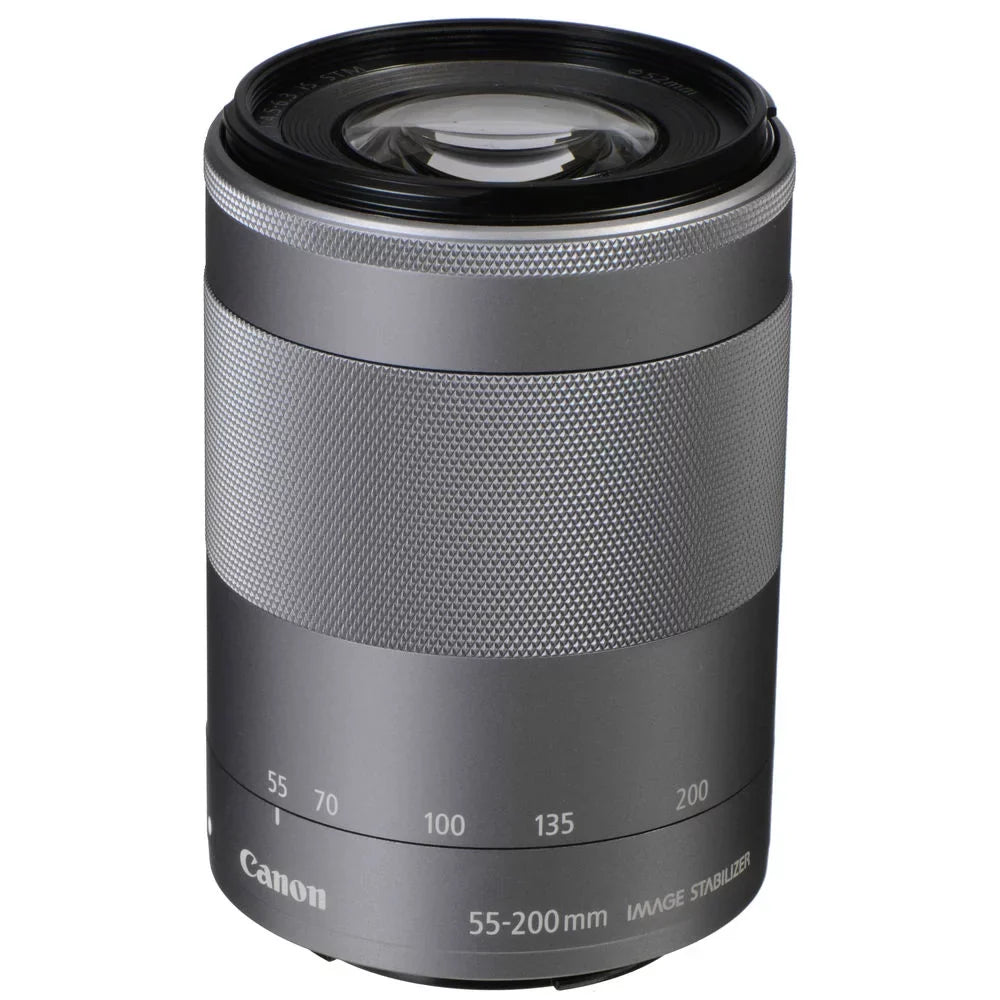Canon   Mirrorless Camera with 15-45mm and 55-200mm Lenses (White) (3700C009) + 64GB Card + Charger +  Battery + Card Reader + Corel Photo Software +  Cable + Case + More