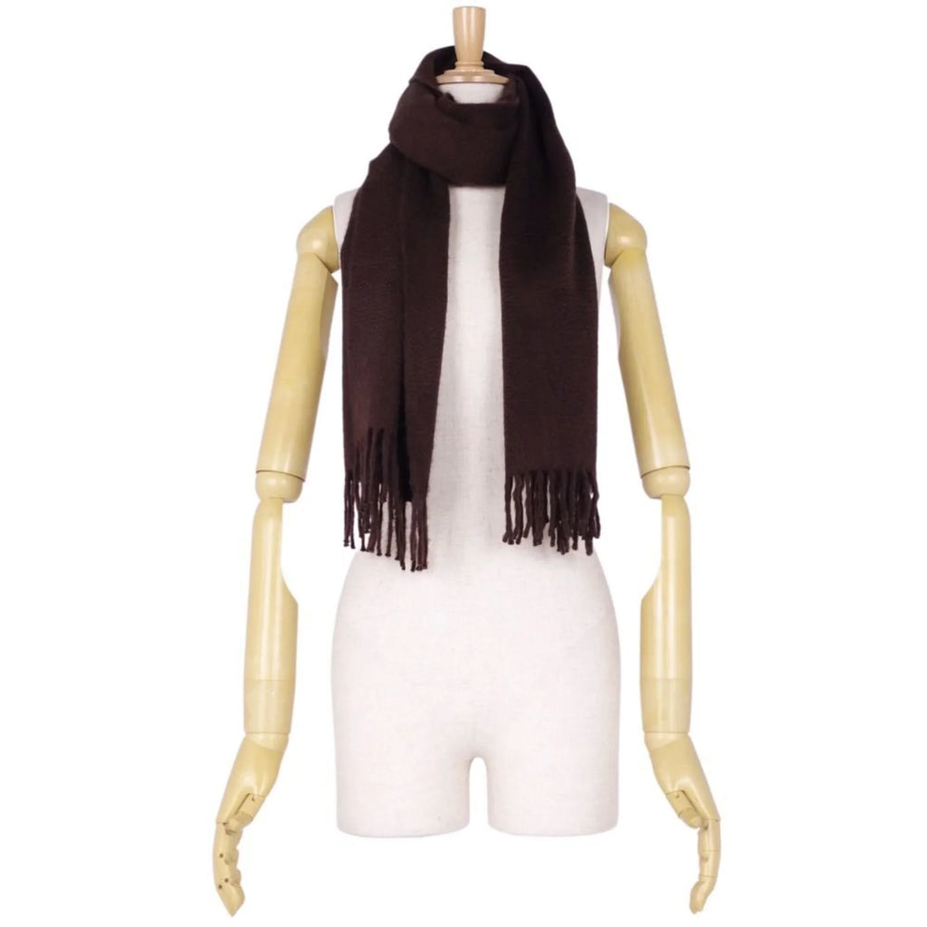 Pre-Owned  scarf 100% cashmere embroidery men's women's dark brown (Good)