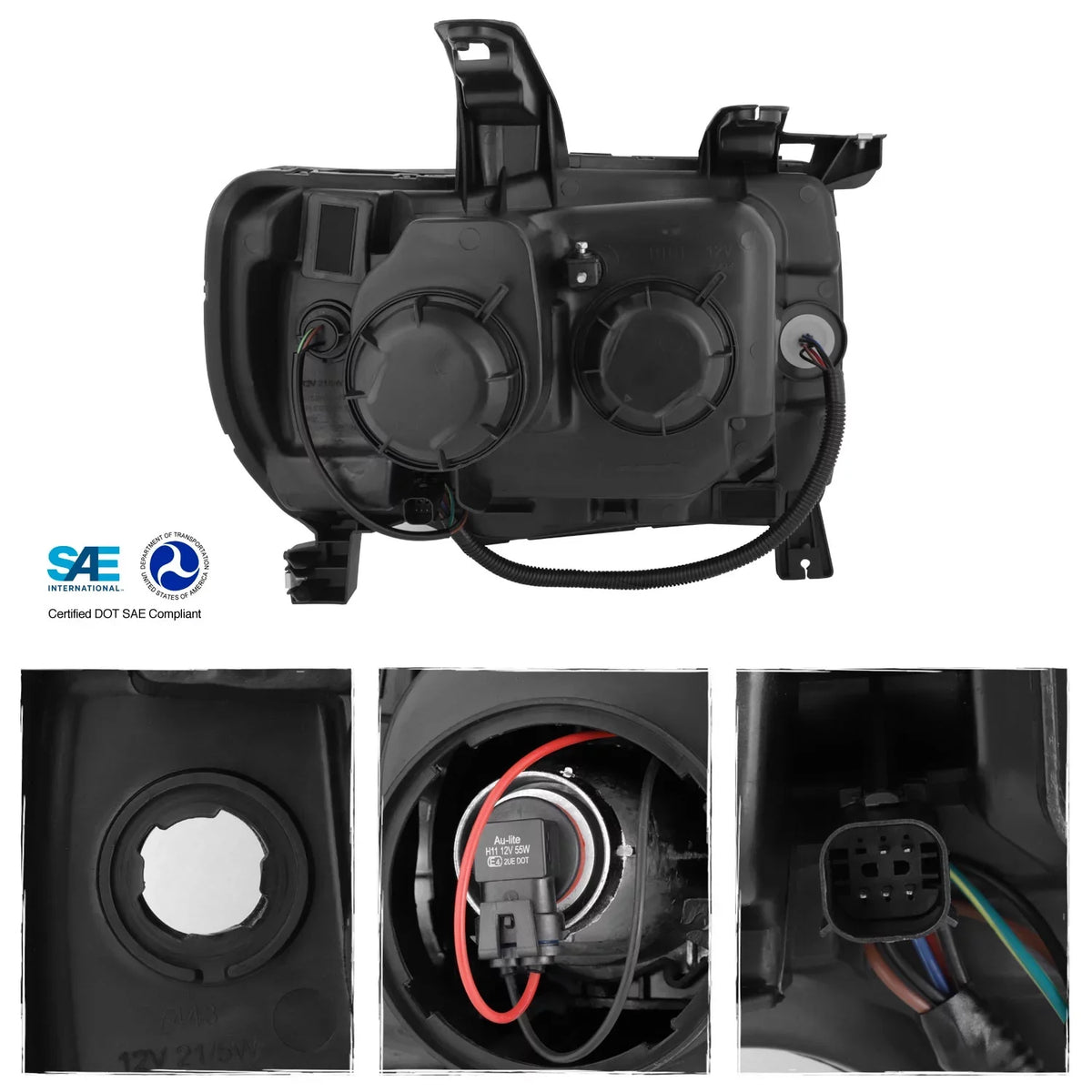 '- For 2015-2022  Canyon  Light Bar  Projector Headlights Pair Housing - Black