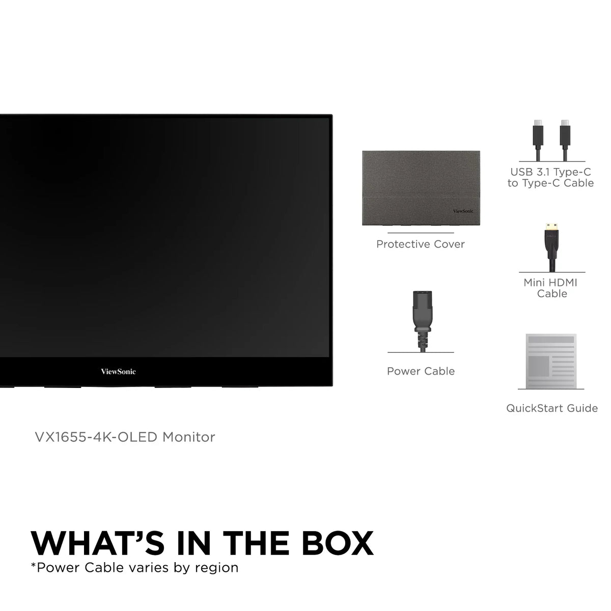 ViewSonic -4K- 15.6 Inch 4K  Portable  Monitor with 2 Way Powered 60W  , Mini , Dual Speakers, and Built in Stand with Smart Cover