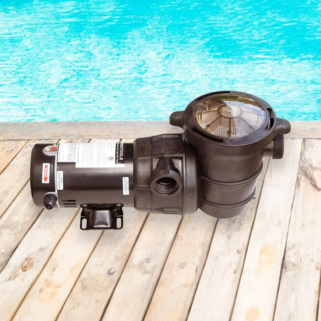 By  716061S Hydro-Flo 0.75  (0.55 ) 3720    Powerful Pool Pump 1 Speed Extra Large Strainer Basket Horizontal Discharge 115V Energy Saving Silent Noise  Cert