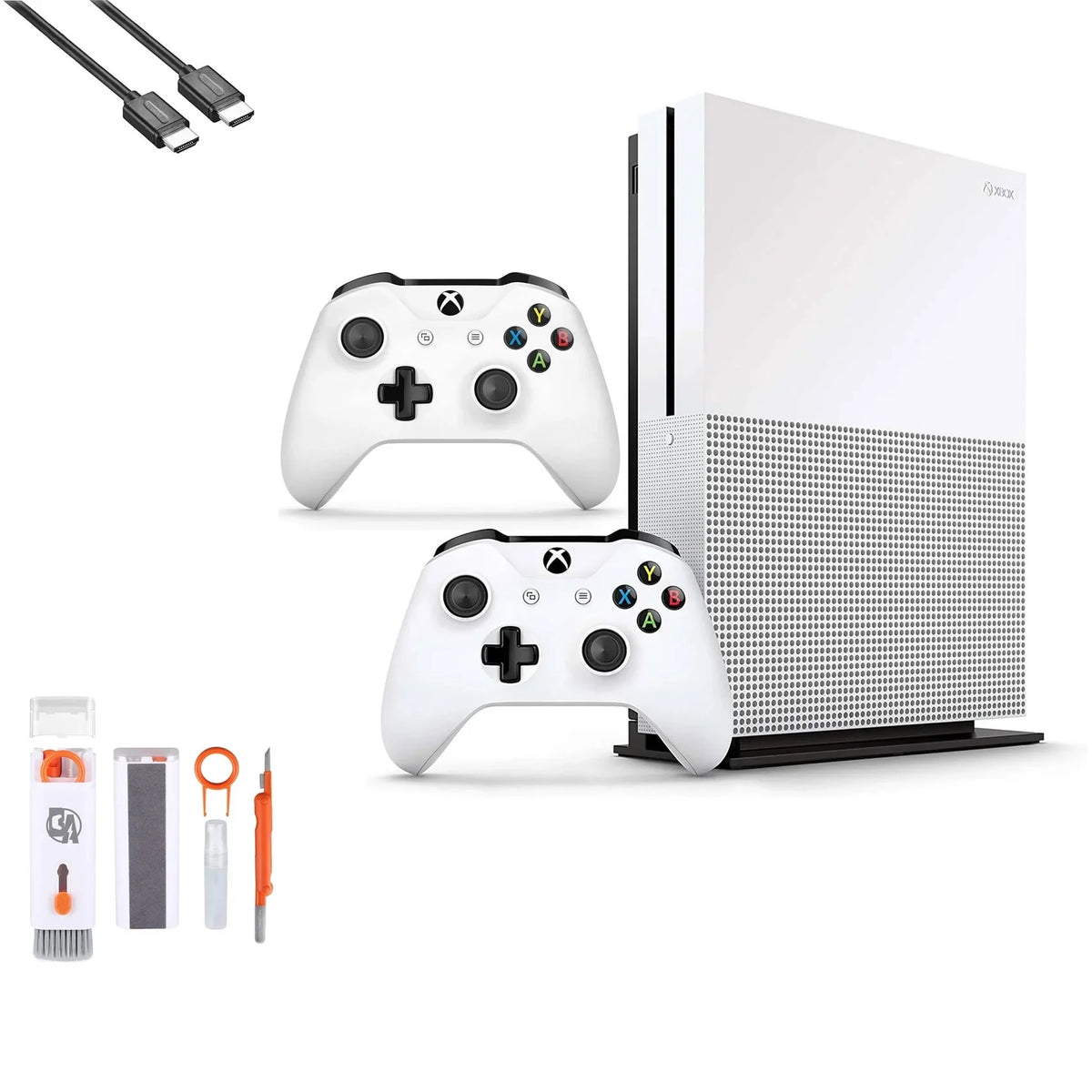 Microsoft Xbox One  1TB with 2 Controller, 4K Ultra  White with   Cleaning Kit  Bundle Like New