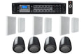6-Zone Amplifier+4  Pendant+6 Slim White Wall Speakers 4 Restaurant/Bar/Cafe