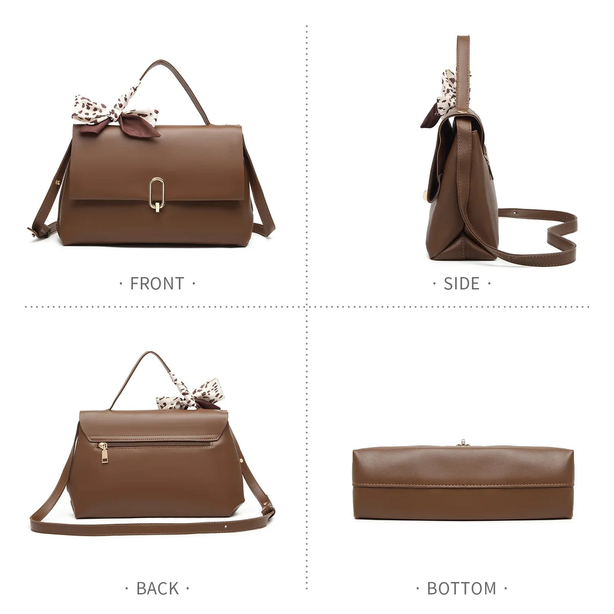 Brown crossbody bags women handbags ladies hand bags square bag Women's Silk Scarf Handle  Leather Flap Shoulder Bag