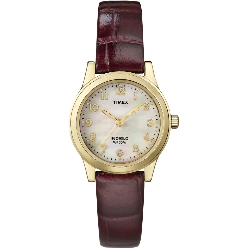 Timex Women's Essex Avenue Gold/Burgundy/ 25mm Dress Watch, Leather Strap