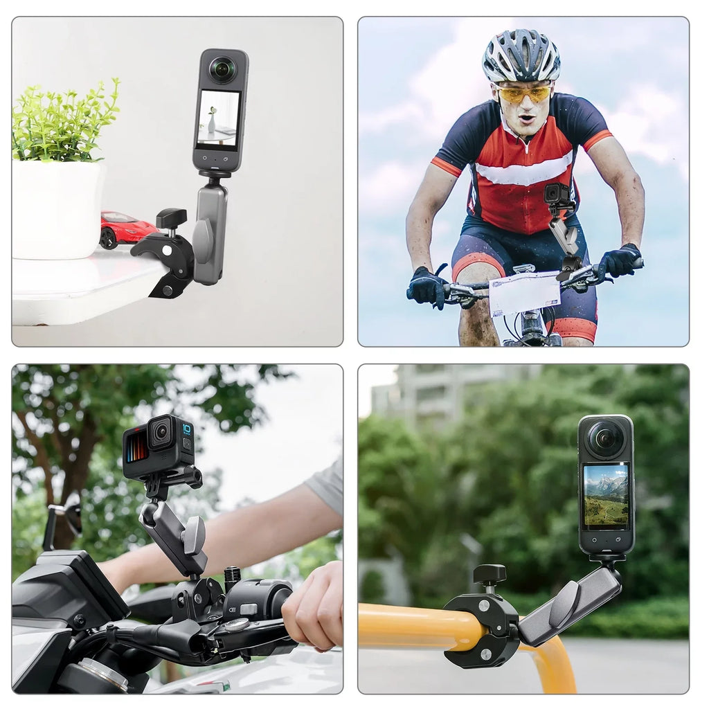 Clamp Mount, Aluminum Alloy Handlebar Adapter, Dual Rotatable Ball Head,   Hero 11/10/9/8 Compatible