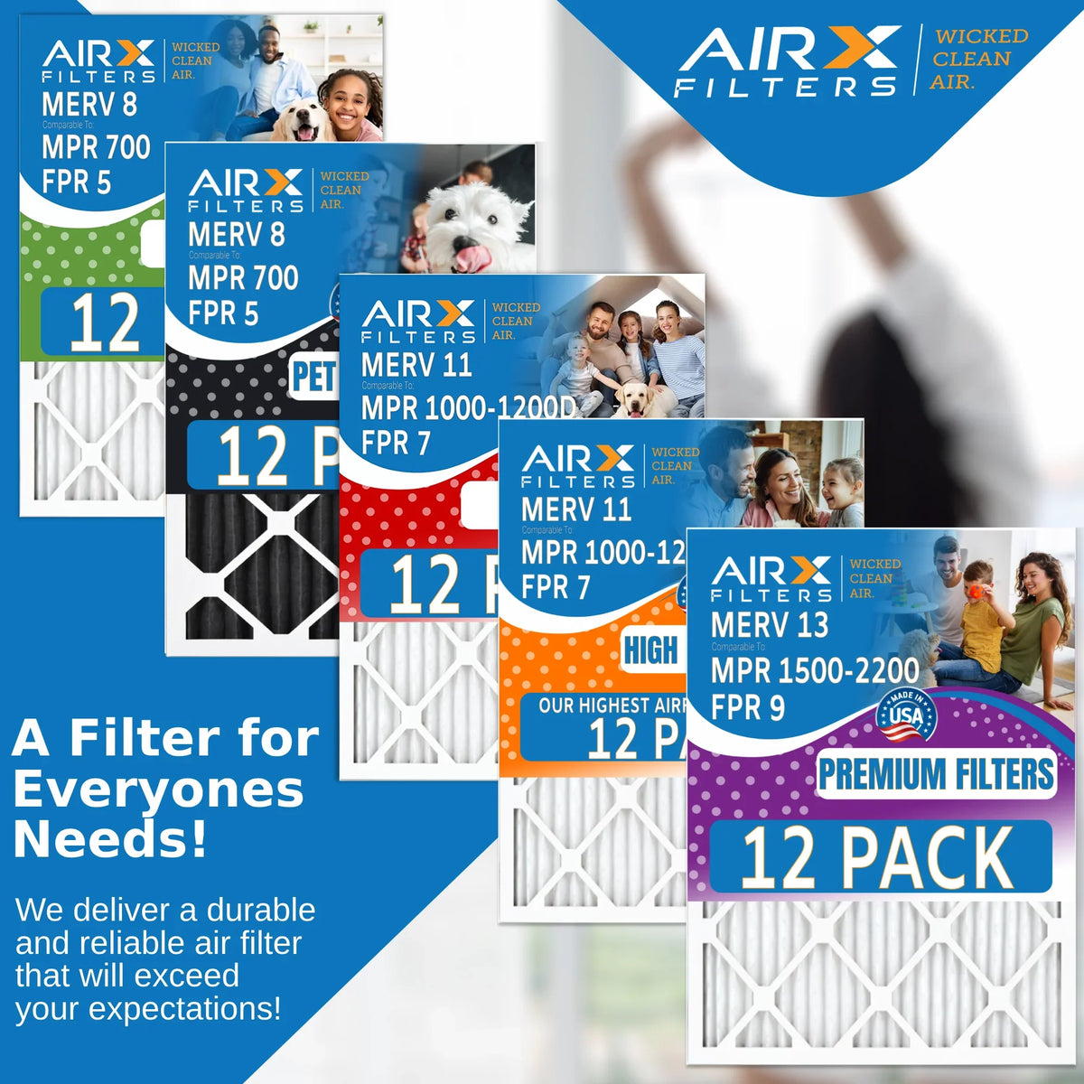 14x24x1 Air Filter  13 Rating, 12 Pack of Furnace Filters Comparable to  1500 - 2200 &  9 - Made in  by     .