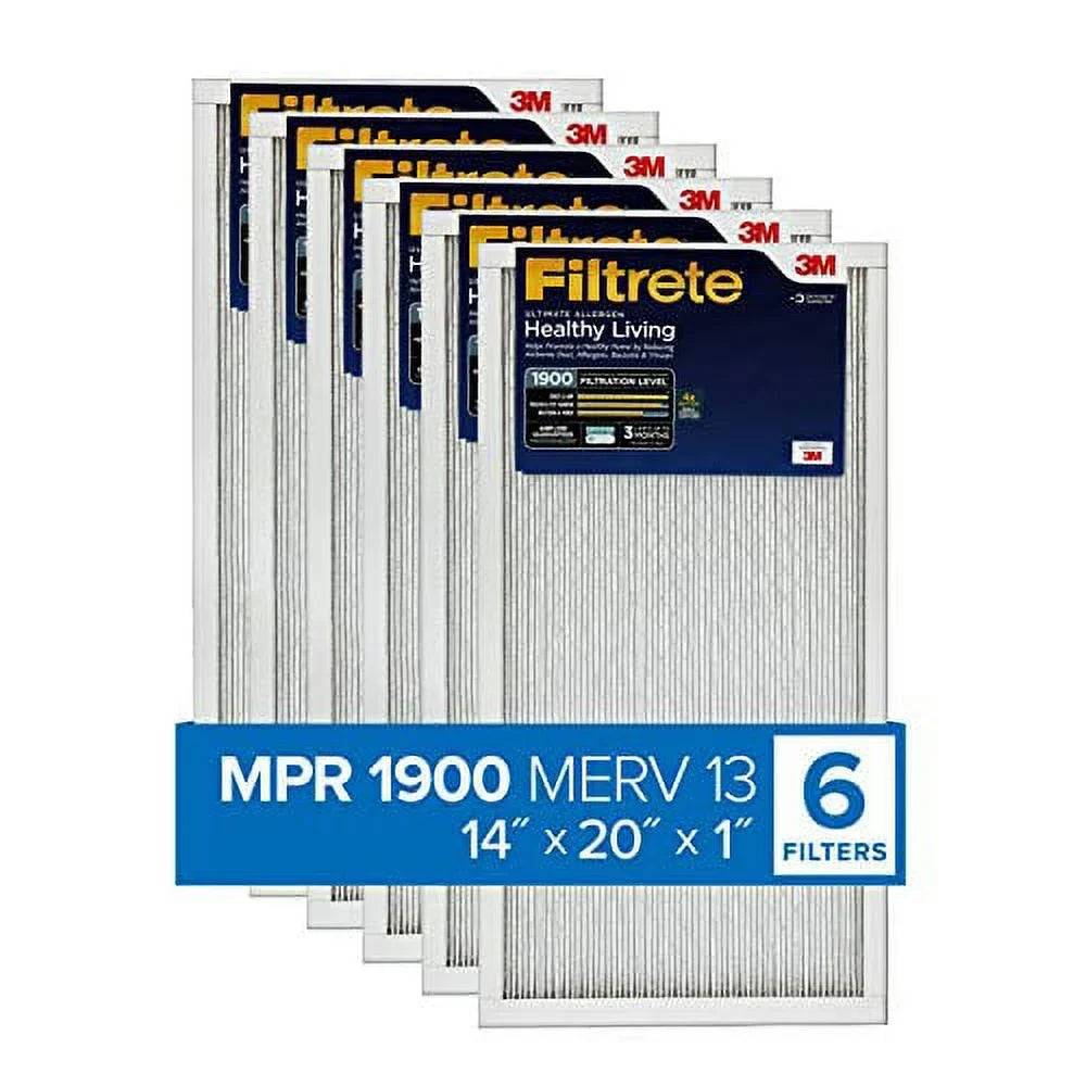 Filtrete 14x20x1,  Furnace Air Filter,  1900, Healthy Living Ultimate Allergen, 6-Pack (exact dimensions 13.81 x 19.81 x 0.78)