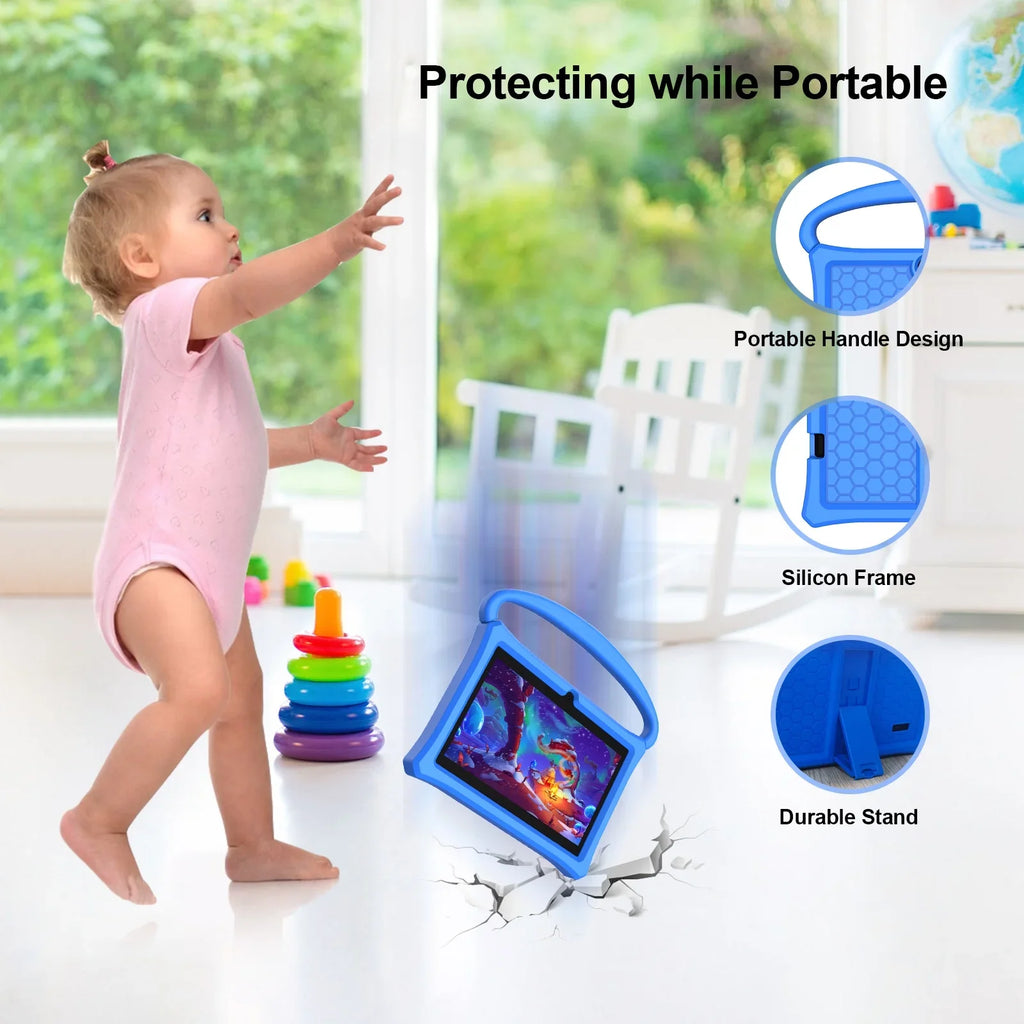 7 inch Kids Tablet, 2GB  32GB , Android 11 Tablet, WiFi6, Bluetooth, Parental Control Pre-Installed Learning Tablet Apps for Toddlers Children Kid-Proof Protective Case, Google Play(Blue)