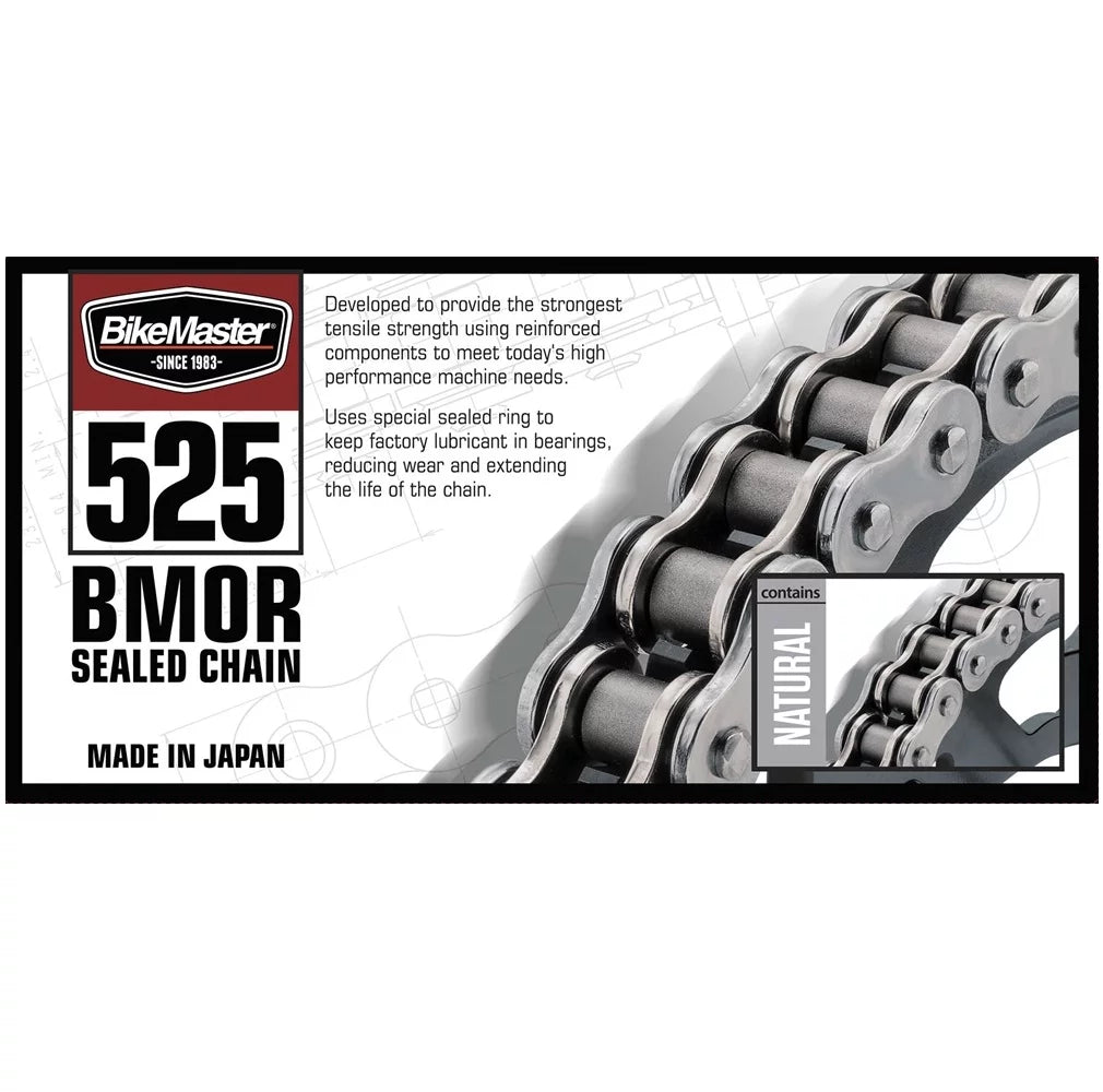 525  Sealed Chain Natural with  Wax,  Front & Rear Sprocket Kit for Street  - 2001-2005