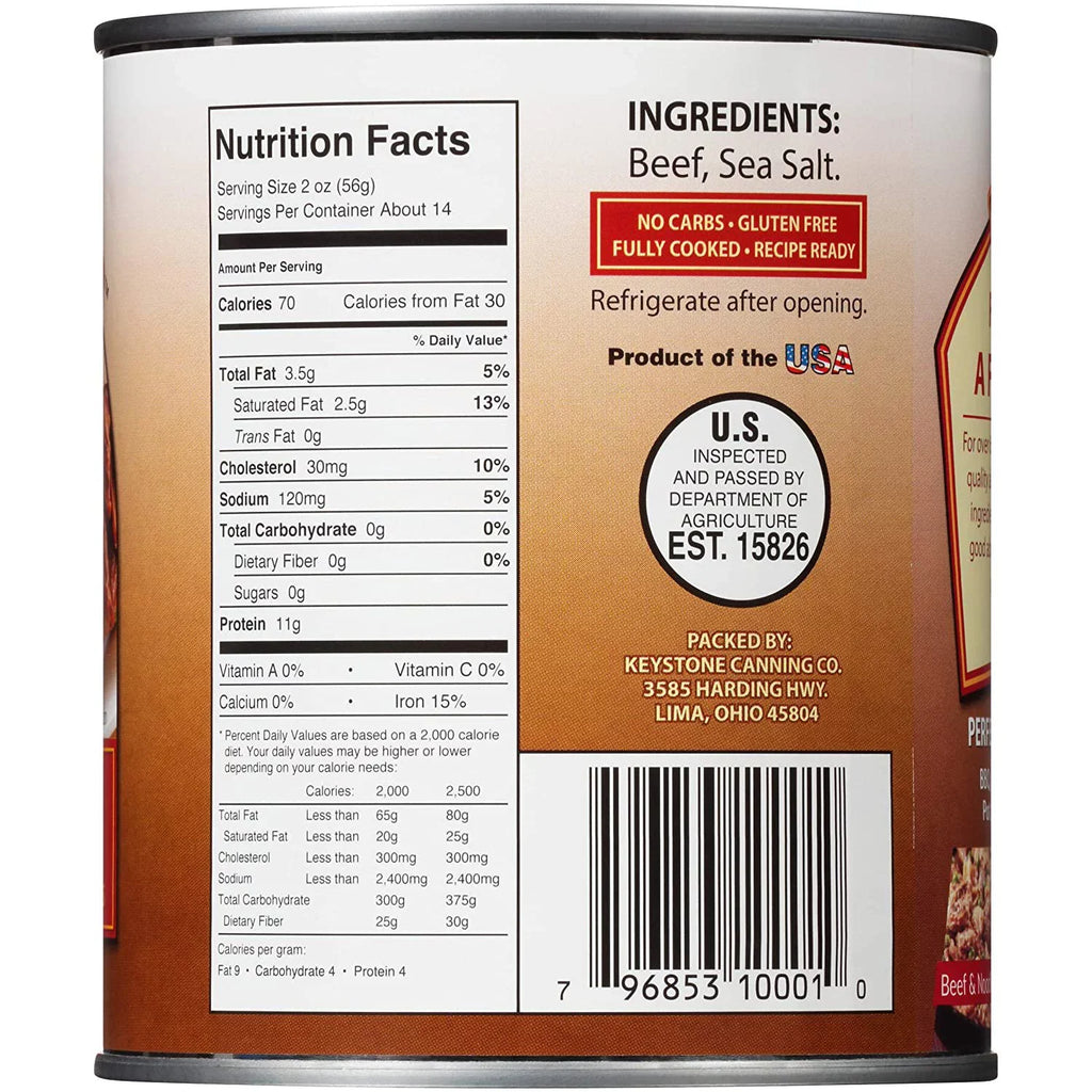 (6 Cans Pack) Keystone Meats All Natural Canned Beef 28 Ounce ✅ Emergency Long Shelf Life Camping Food ✅