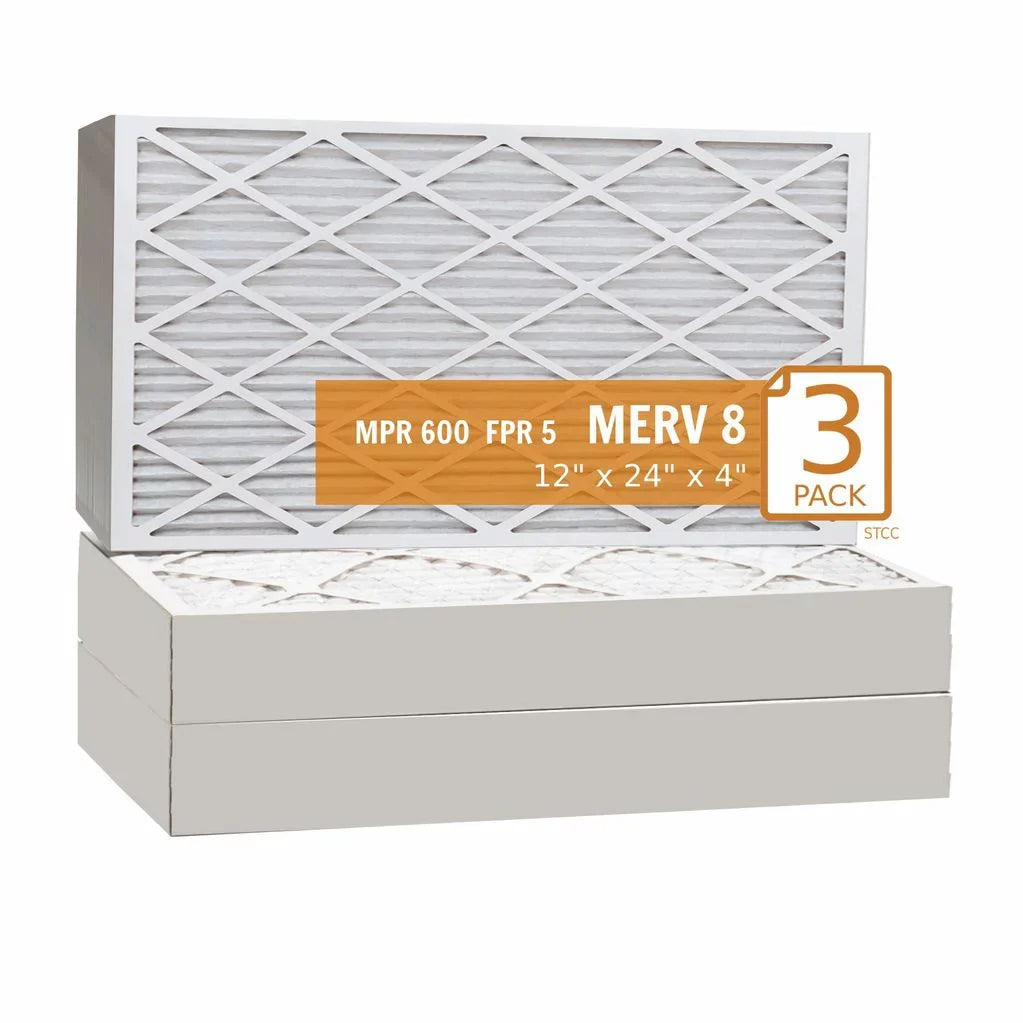 12x24x4 Key Pleat Purolator Air Filter -  8 (3 Pack)