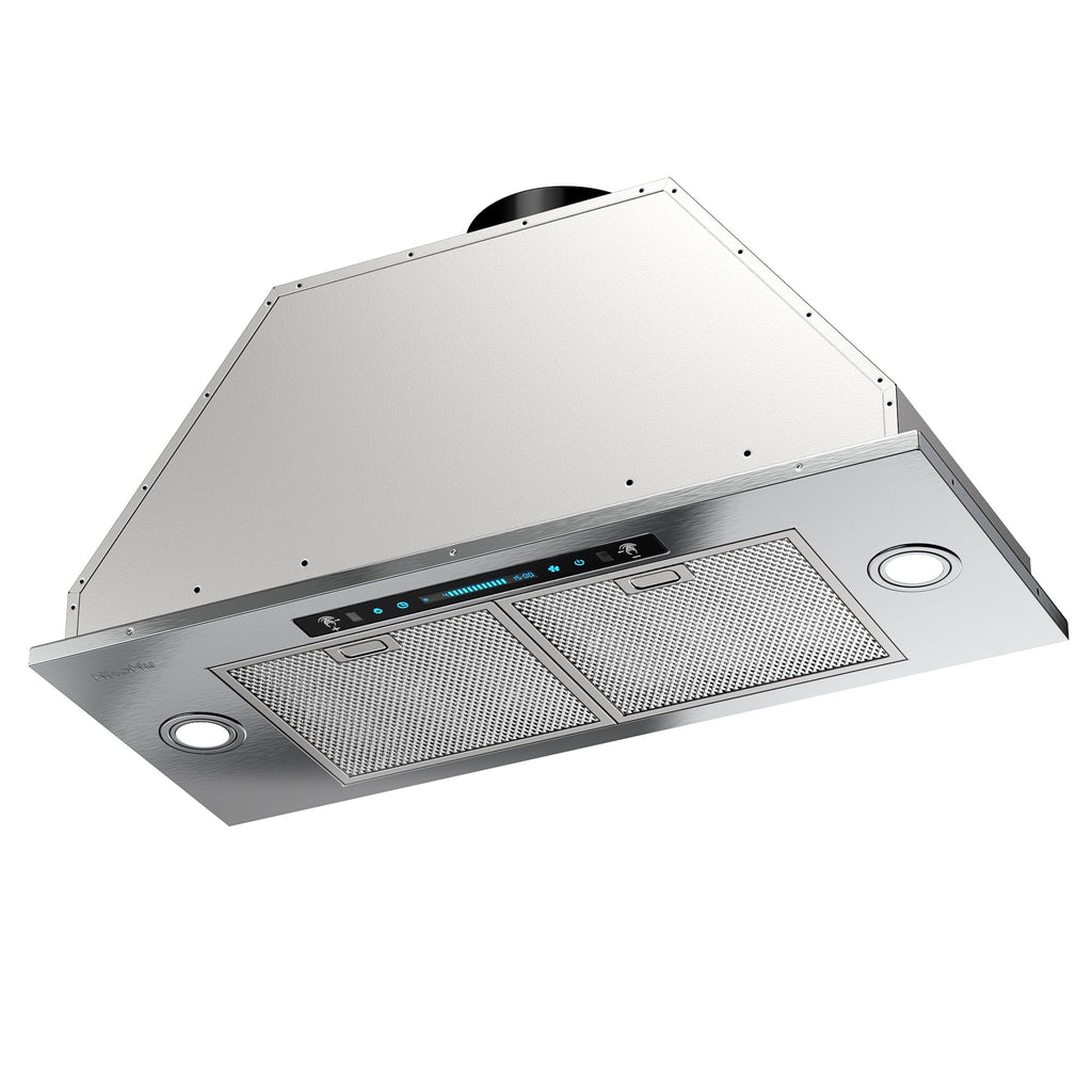 HisoHu Insert Range Hoods 36 Inch, 900  with Ducted Convertible Ductless (Kit Included), 4 Speed Gesture Sensing&Touch Control Panel, Stainless Steel Kitchen Vent (36 Inch)
