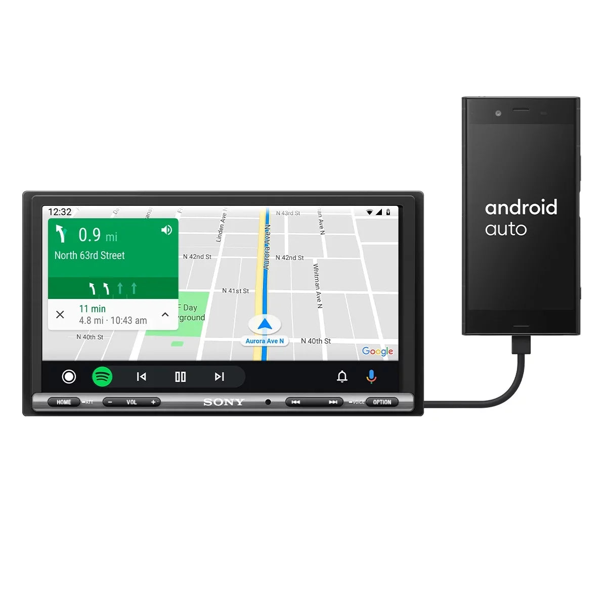 Sony Mobile - 6.95" Bluetooth Media Receiver with Apple CarPlay and Android Auto