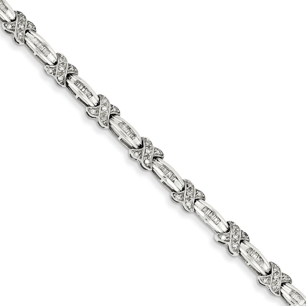 14k White Gold Diamond  Bracelet. Carat Wt- 0.98ct