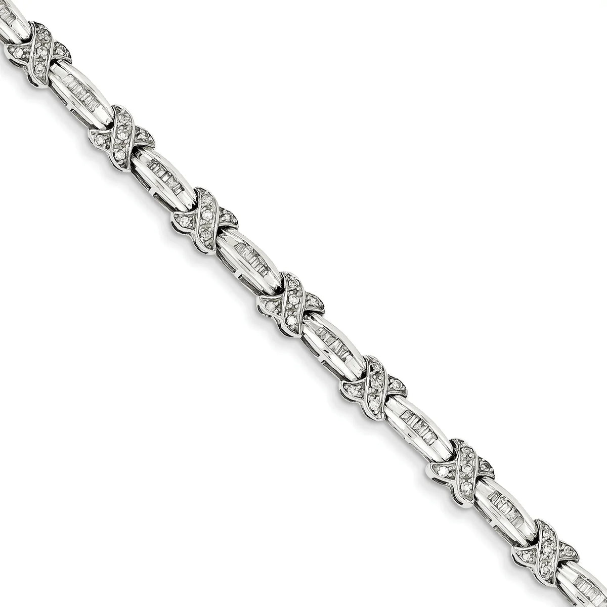 14k White Gold Diamond  Bracelet. Carat Wt- 0.98ct