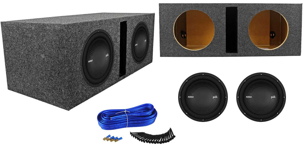 (2) Polk Audio  10” 2400w Car Audio Subwoofers+Vented Sub Box Enclosure