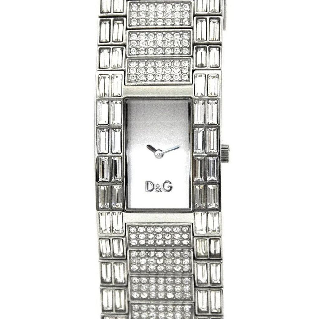 Pre-Owned Dolce & Gabbana Watch Silver Rhinestone    Ladies Stainless Steel Quartz Square 2 Hands Analog (Good)