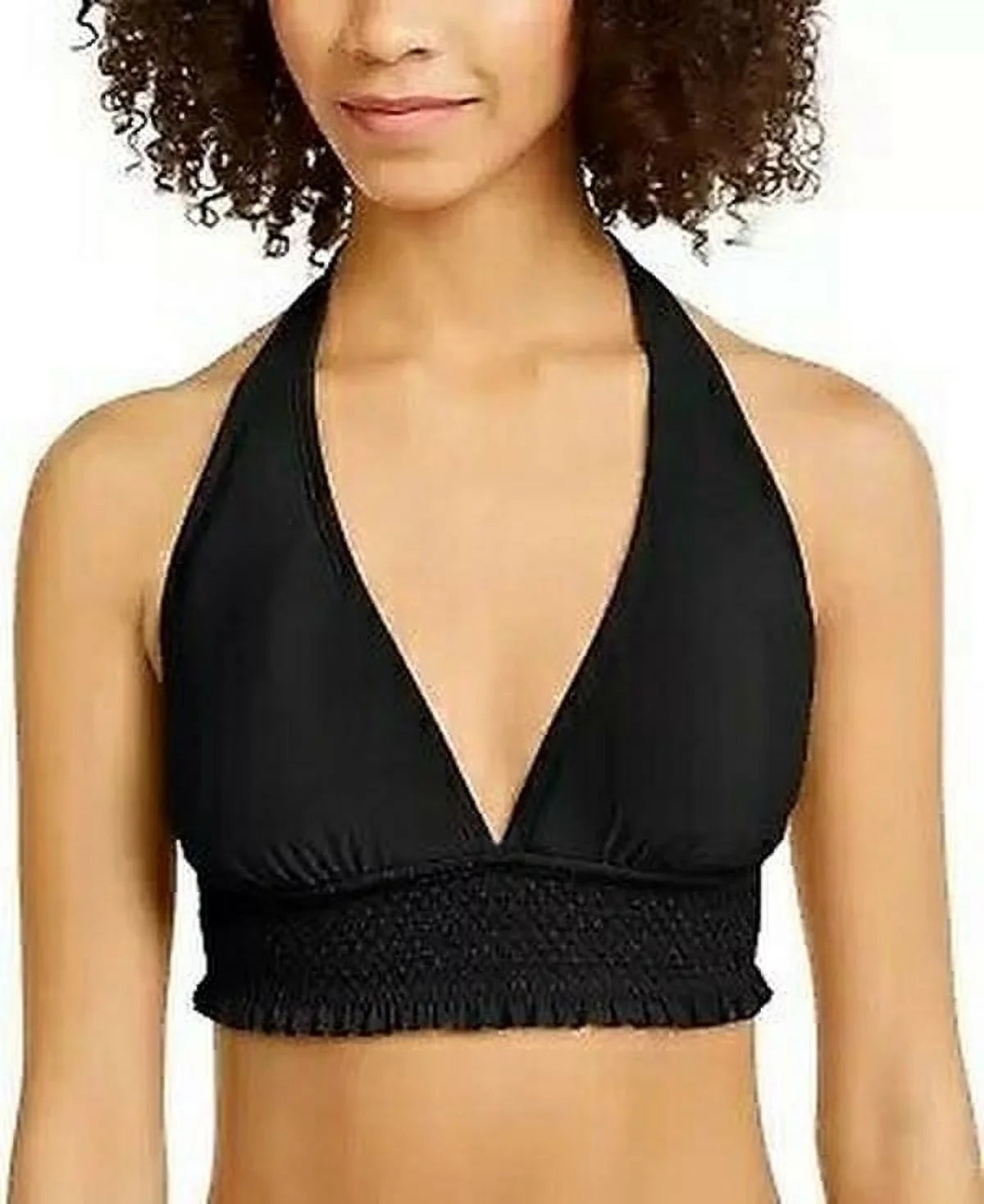 Tommy Hilfiger Smocked Halter Bikini Swim Top: /Black