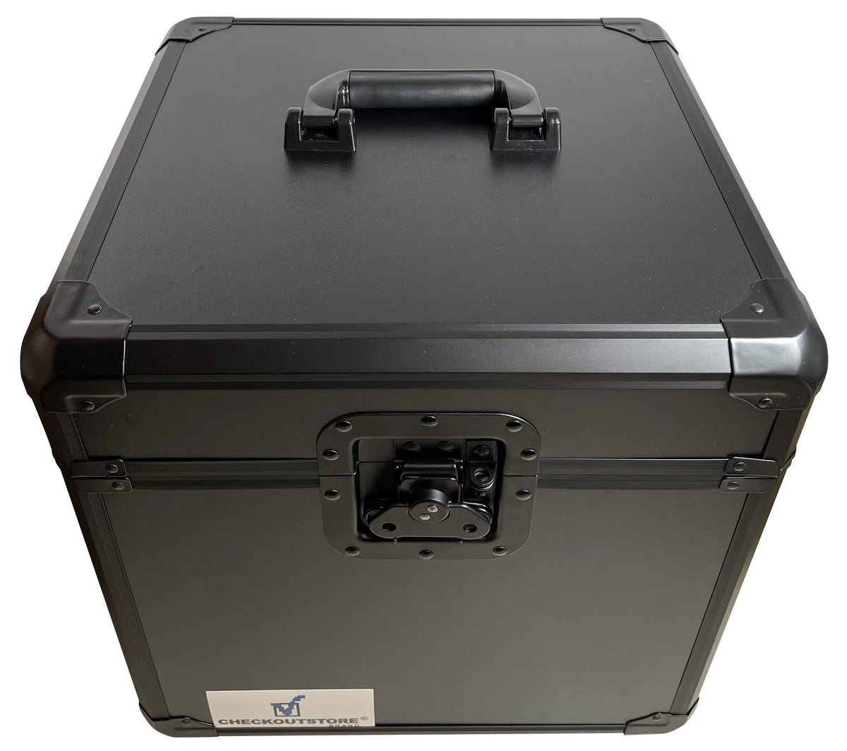 CheckOutStore Black Limited Aluminum 12"  Vinyl Record Storage Box (Holds 100 Records)