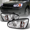 '- For 2004-2007 Chevy Malibu  Dual Halo  Projector Headlights Chrome Housing  w/ Turn Signal Lamps