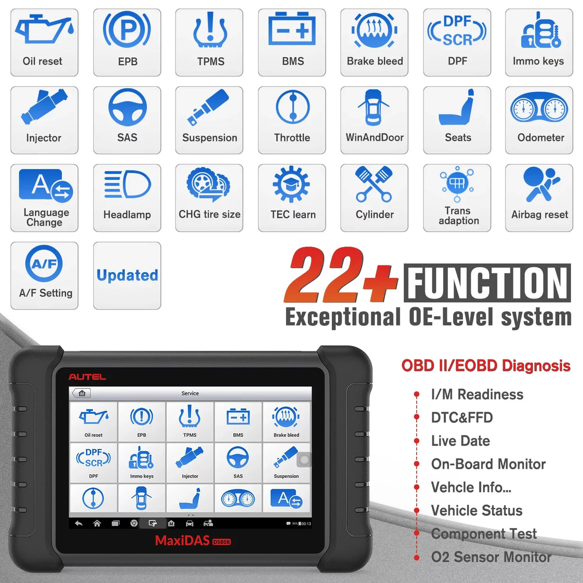 Autel Scanner MaxiDAS  Auto Diagnostic Scan Tool, Upgrade of  ,Same as , Bi-directional Control