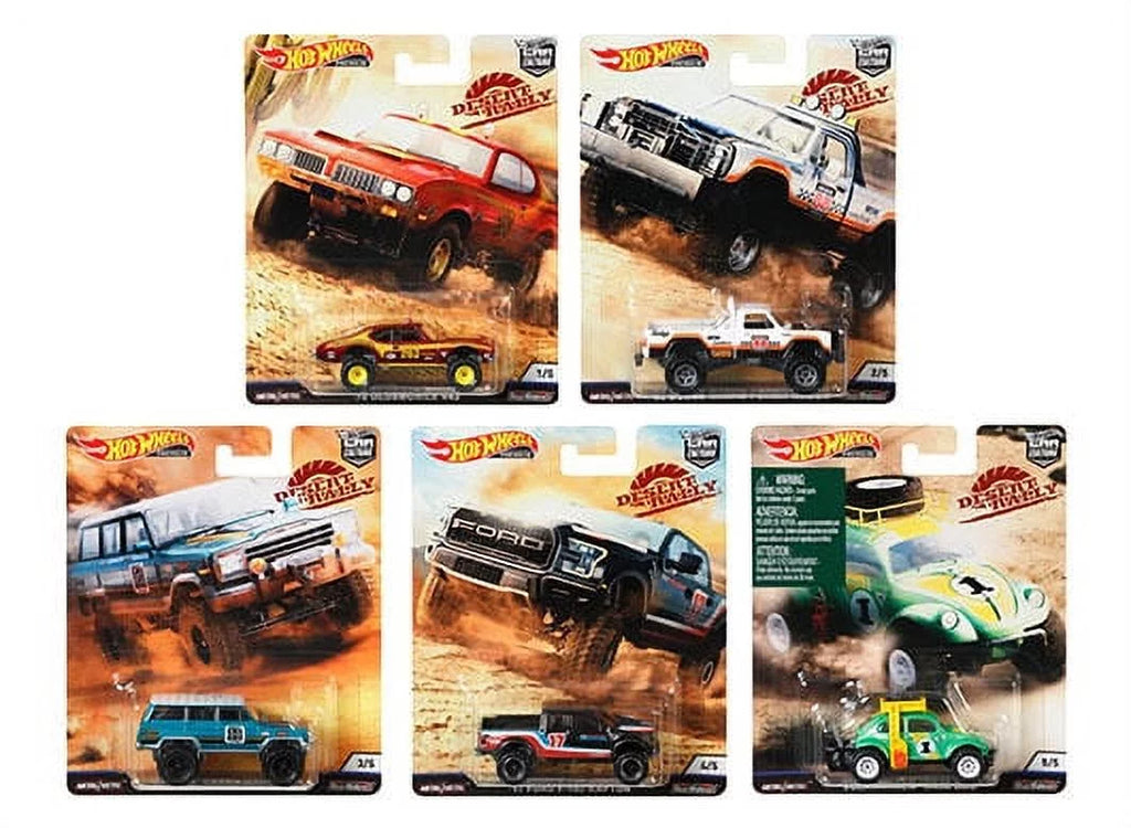 Hot Wheels 2019 Car Culture Desert Rally Series Set of 5 Cars, Premium 1/64 Diecast Model Cars -956K