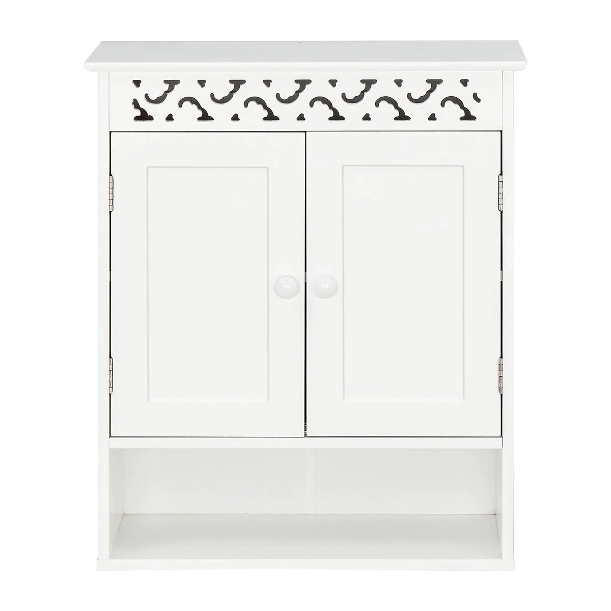 UBesGoo Wall Mounted Medicine Cabinet, Bathroom Storage Cabinet with Double Doors and Open Shelf for Kitchen Home Hotel, White