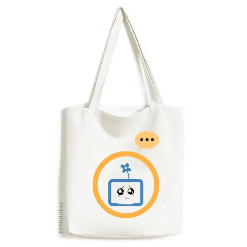 Clover Injustice Small  Face Cartoon Expression Sack Canvas Tote Shoulder Bag