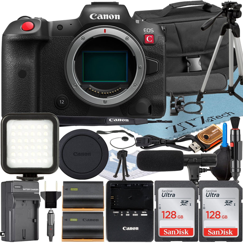 Canon    Mirrorless Cinema Camera (Body) with 2 Pack SanDisk 128GB Memory Card + Case + ZeeTech Accessory Bundle