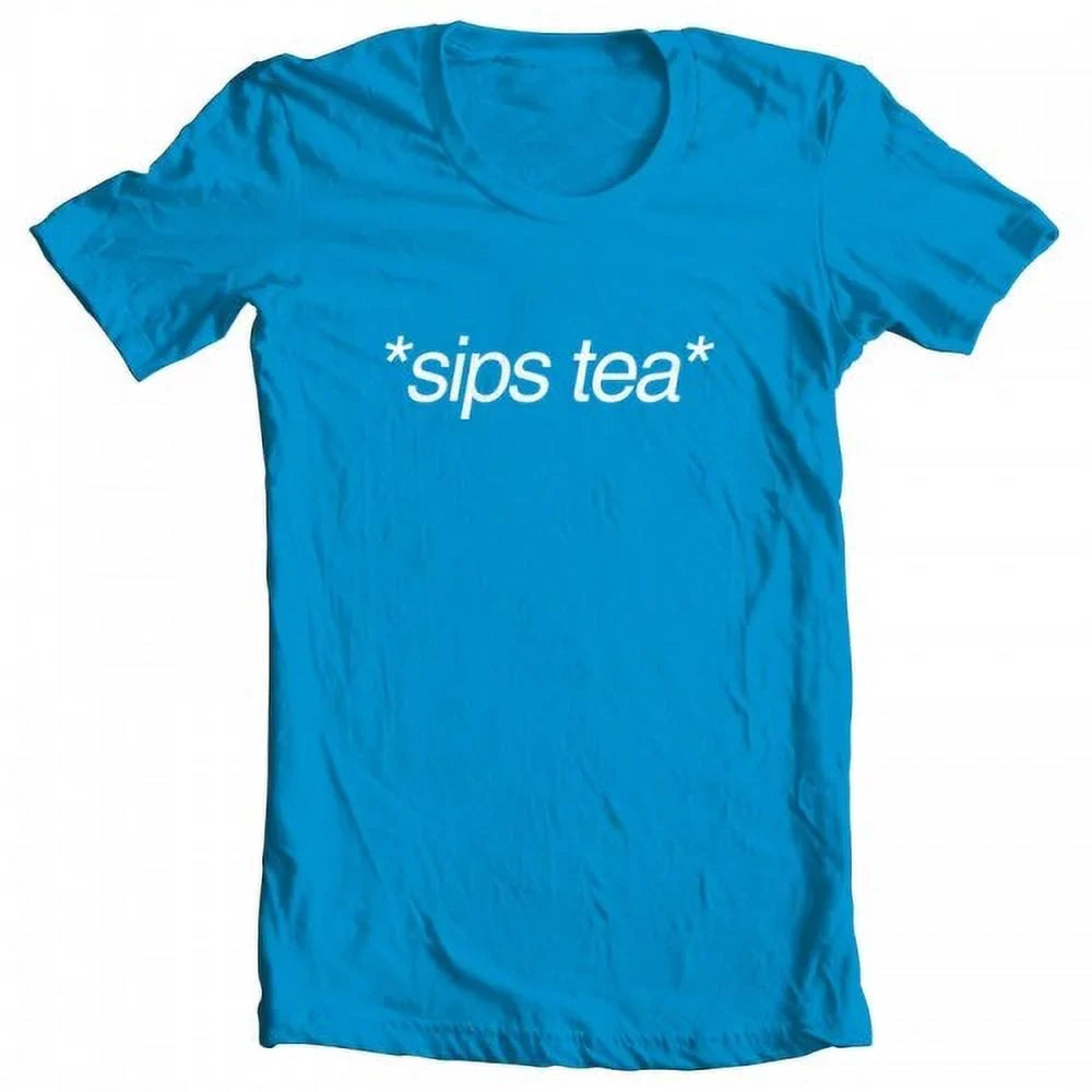 Sips Tea Original Artwork Inspired by Kermit Meme Women's -shirt Turquoise -Large