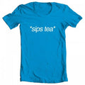 Sips Tea Original Artwork Inspired by Kermit Meme Women's -shirt Turquoise -Large