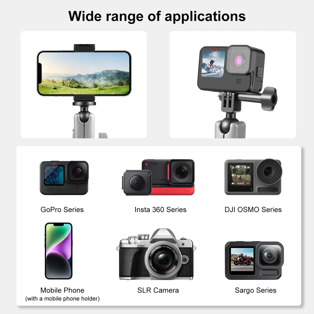 Clamp Mount, Aluminum Alloy Handlebar Adapter, Dual Rotatable Ball Head,   Hero 11/10/9/8 Compatible