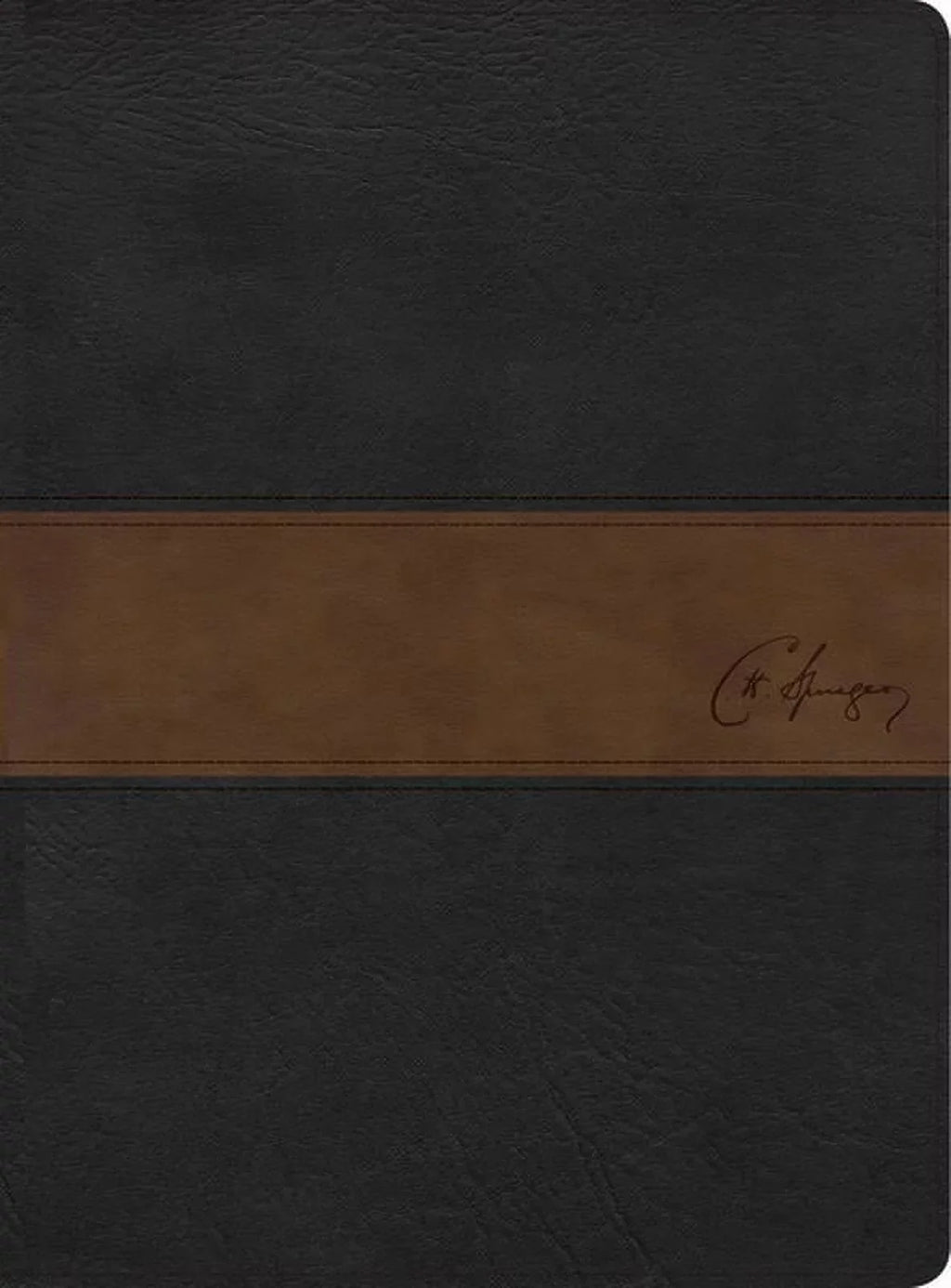 1960 Biblia de estudio Spurgeon, negro/marrón símil piel (Hardshield)