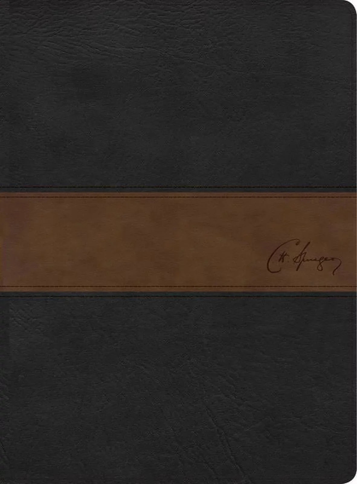 1960 Biblia de estudio Spurgeon, negro/marrón símil piel (Hardshield)