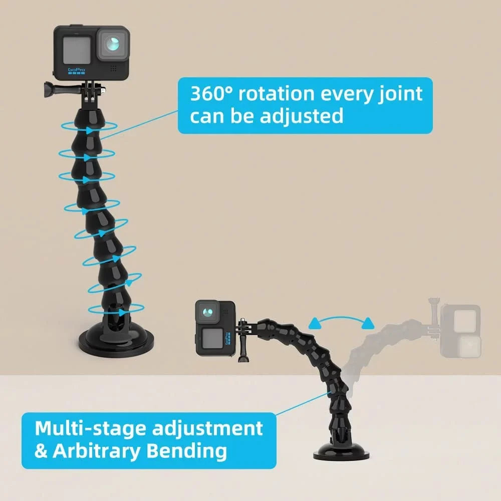 Flexible Gooseneck Suction Cup Camera Car Mount Compatible with Gopro Hero 10 Black,Hero 9/8/7/6/5 Black,