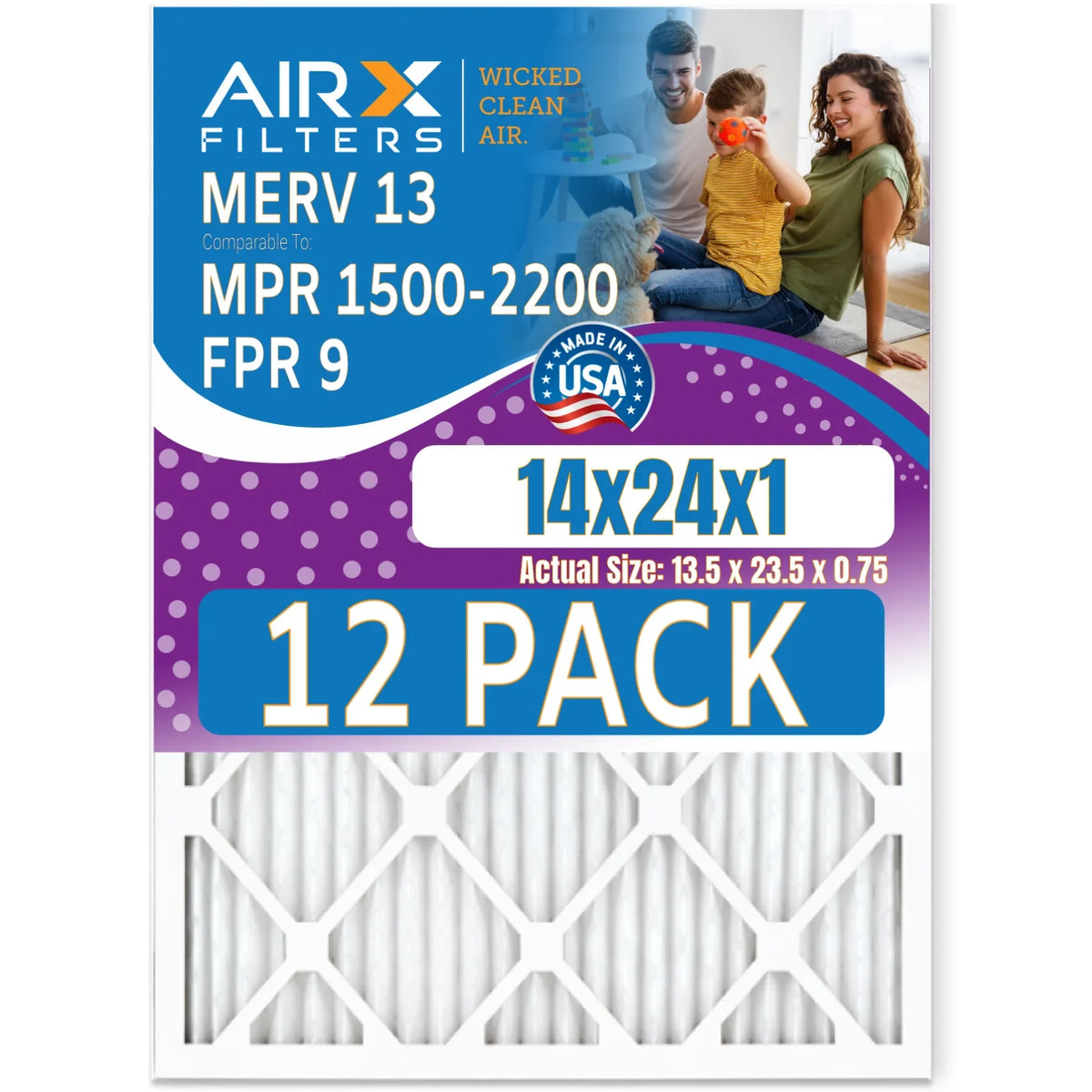 14x24x1 Air Filter  13 Rating, 12 Pack of Furnace Filters Comparable to  1500 - 2200 &  9 - Made in  by     .