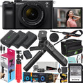 Sony a7C Mirrorless Full Frame Camera Body with 28-60mm -5.6 Lens Black / Bundle + Vlogger Kit : - Shooting Grip w. Wireless Remote + 2x Battery + Deco Gear Bag & Accessories