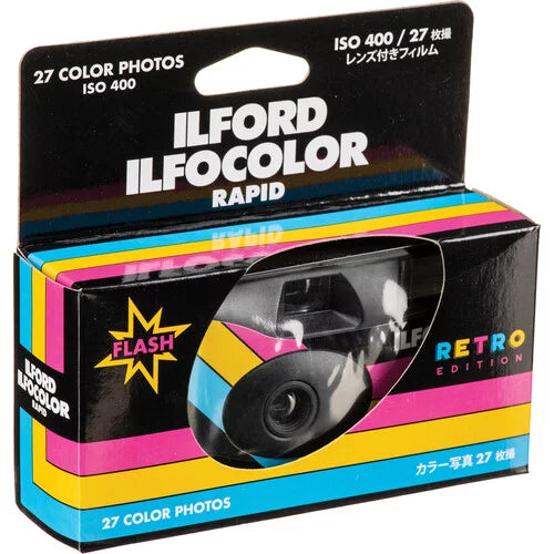 Ilford Ilfocolor Rapid Retro Single Use Camera + Lens Cap Holder