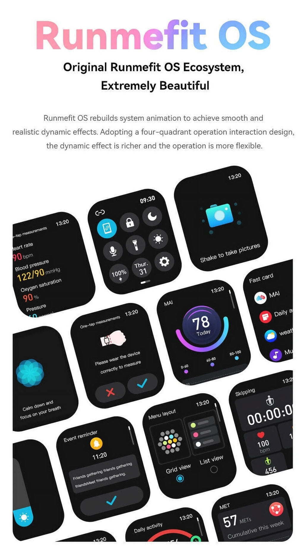 Smart Watch Blood Pressure Fitness Tracker Women Men for Android and iOS Black