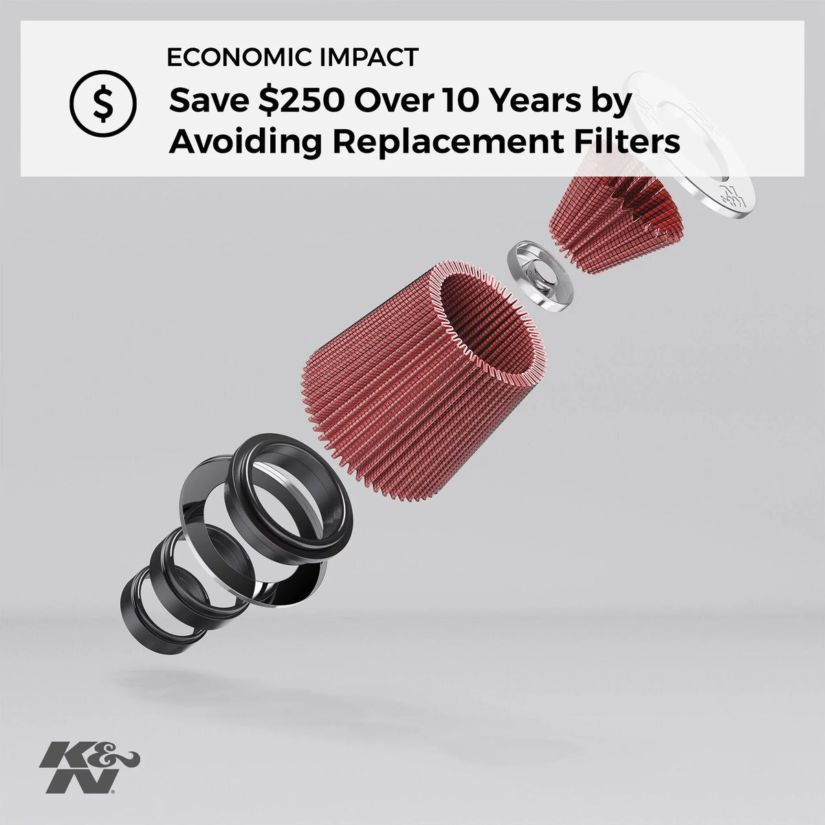 & Universal Clamp-On Engine Air Filter: Washable and Reusable: Round Tapered; 4 in (102 mm) Flange ; 9 in (229 mm) Height; 6 in (152 mm) Base; 4.625 in (117 mm) Top , -0870
