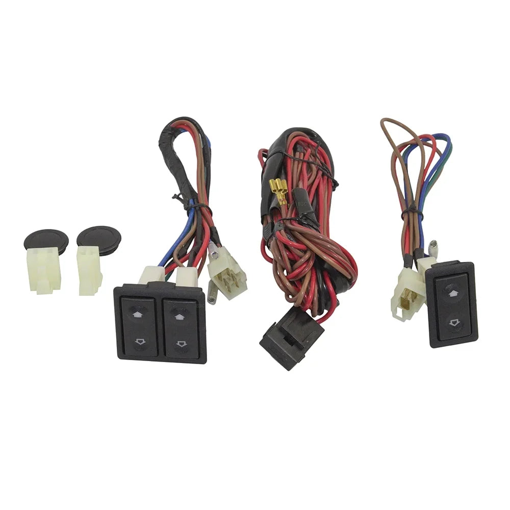 Brock Replacement Universal Power Window Switch Kit Rocker Design with Bezels, Switch & Wiring Harness Compatible with 2-Door Pickup Truck  Van Car
