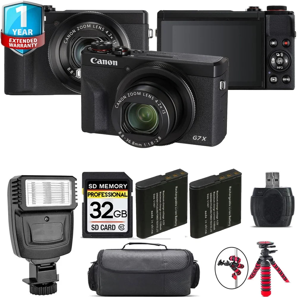 Canon PowerShot   Mark  Digital Camera (Black) + Extra Battery + 1 Yr Warranty + 32GB